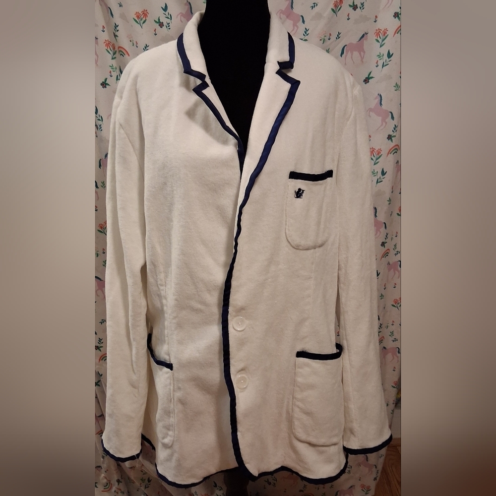 NWOT BASK White Turkish Cotton Resort Luxury Poolside Toweling Blazer XXL 48EU